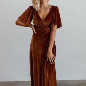 Baltic Born Meghan Velvet Wrap Maxi Dress in Spice